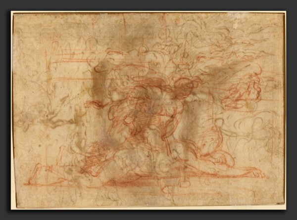 Parmigianino (Italian, 1503 - 1540), Jael and Cisera?, c. 1524-1527, red chalk on thin laid paper