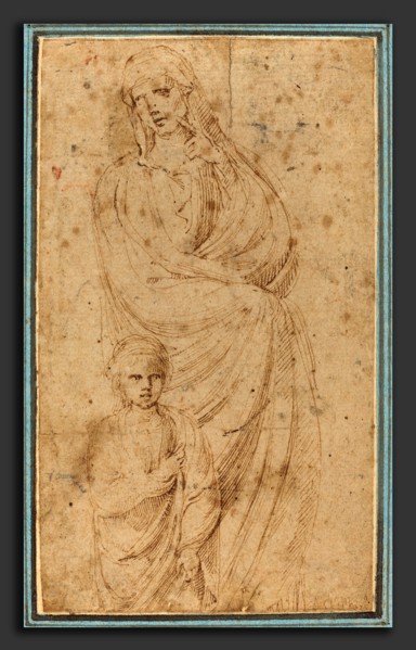 Girolamo da Carpi (Italian, 1501 - 1556), Two Figures, pen and brown ink on laid paper