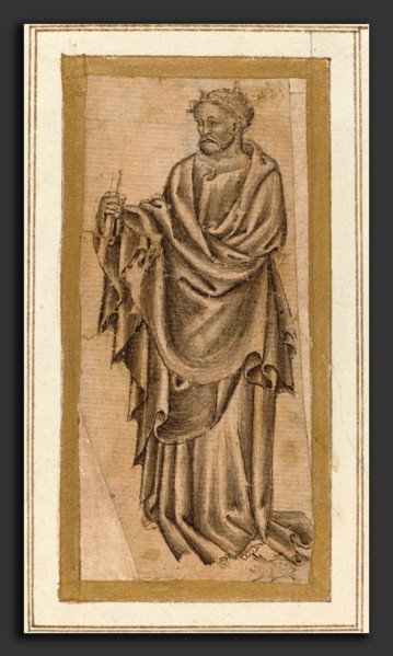 Italian 15th century (Umbrian), Standing Apostle, c. 1400, pen and brown ink with brown wash on