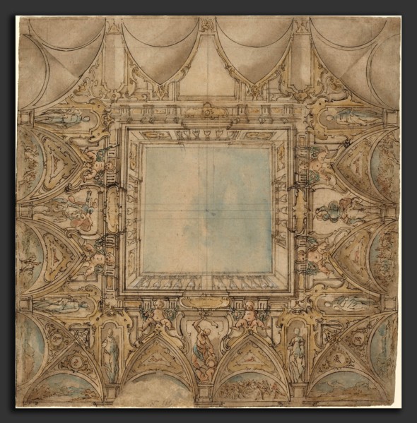 Lazzaro Tavarone (Italian, 1556 - 1641), A Ceiling Decoration with Landscapes and Battles, c. 1620,