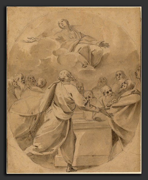 Morazzone (Italian, 1573 - 1626), The Assumption of the Virgin, pen and brown ink with brown wash