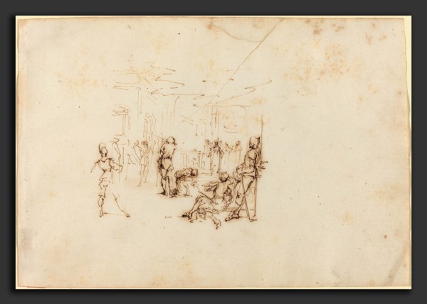 Attributed to Stefano Della Bella (Italian, 1610 - 1664), Saint Matthew, pen and brown ink on laid