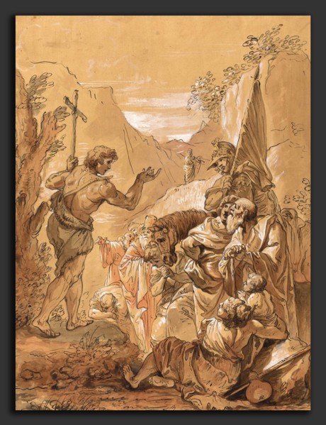 Follower of Francesco Fontebasso, Preaching of John the Baptist in the Wilderness, 18th century,