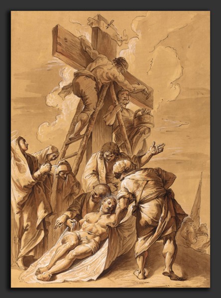 Follower of Francesco Fontebasso, The Deposition, 18th century, pen and brown ink, brush and brown