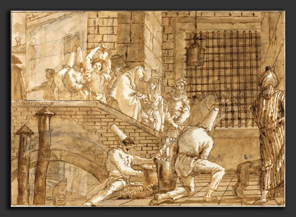 Giovanni Domenico Tiepolo (Italian, 1727 - 1804), The Prison Visit, 1797-1804, pen and brown ink