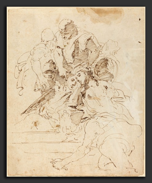 Giovanni Battista Tiepolo (Italian, 1696 - 1770), Classical Figures Gathered around an Urn,