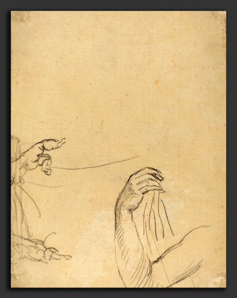 Giovanni Battista Cipriani (Italian, 1727 - 1785), Study of Two Putti and a Draped Arm, black chalk