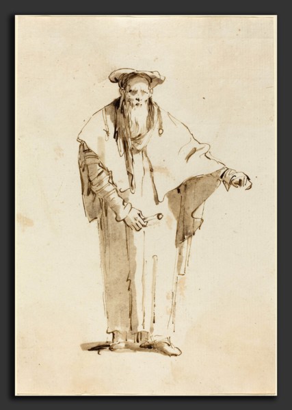 Giovanni Battista Tiepolo (Italian, 1696 - 1770), A Standing Oriental Holding a Rod, 1753-1762, pen