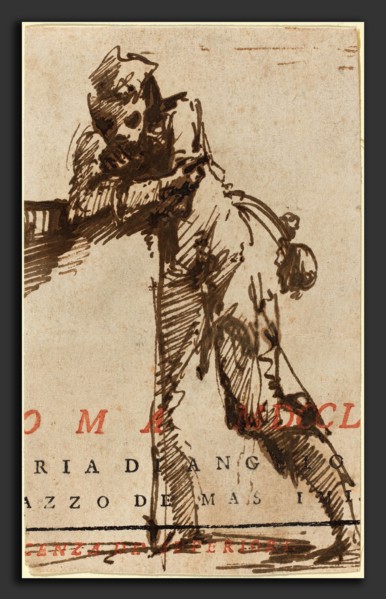 Giovanni Battista Piranesi (Italian, 1720 - 1778), A Man Leaning on a Structure, 1760s, pen and