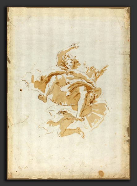 Follower of Giovanni Battista Tiepolo, Drawing for a Ceiling Fresco, pen and brown ink with brown