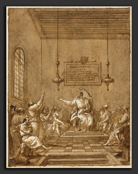 Giovanni Domenico Tiepolo (Italian, 1727 - 1804), The Apostles' Creed, 1770s-1780s, pen and brown