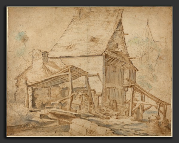 Cornelis Willaerts (Dutch, active 1622 - 1666), An Old Water Mill, pen and brown and black ink with