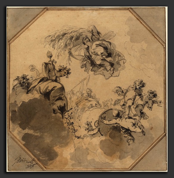 Jacob de Wit (Dutch, 1695 - 1754), Study for a Ceiling: Allegory of the Harvest with Dionysus and