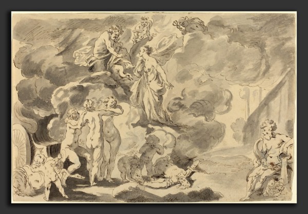 Michael Burghers after Johann Liss (Dutch, c. 1640 - c. 1723), Death of Phaeton, pen and brown ink