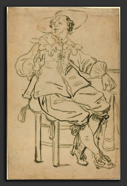 Attributed to Jan Philipz van Bouckhorst (Dutch, c. 1588 - 1631), Seated Cavalier, c. 1630, gray
