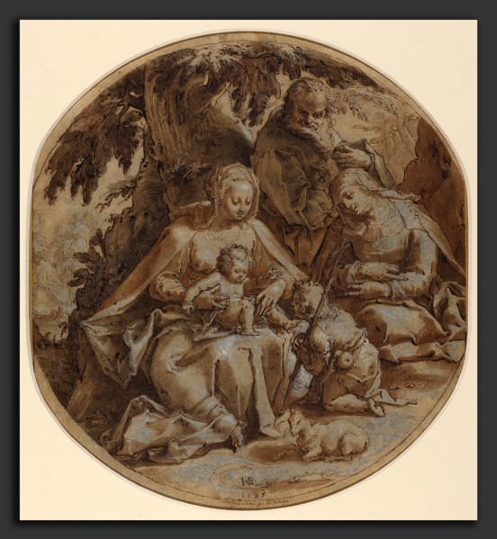 Hendrik Goltzius (Dutch, 1558 - 1617), The Holy Family with Saint Elizabeth and Saint John the