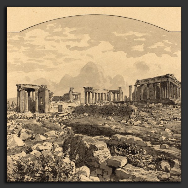 Themistocles von Eckenbrecher (German, 1842 - 1921), The Parthenon from the East, 1890, pen and