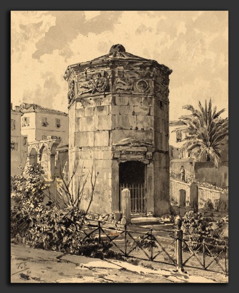 Themistocles von Eckenbrecher (German, 1842 - 1921), Tower of Winds, 1890, pen and black ink and
