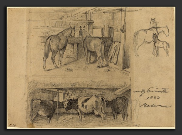 Lovis Corinth (German, 1858 - 1925), The Barn, 1883, graphite on wove paper