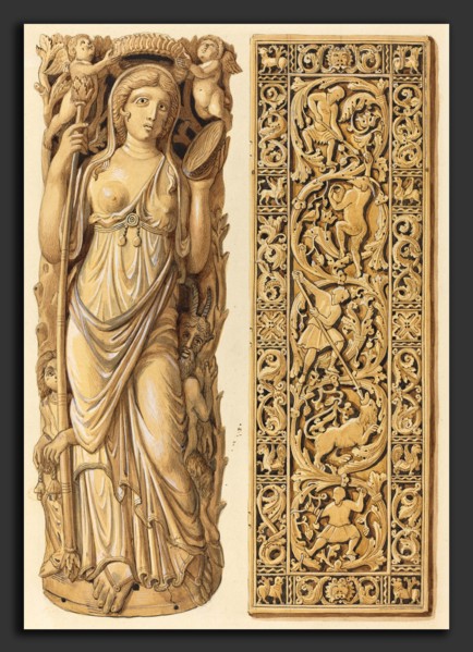Herman Wilhelm Soltau (German, 1812 - 1861), Renderings of an Ivory Carving of Ariadne from the 6th