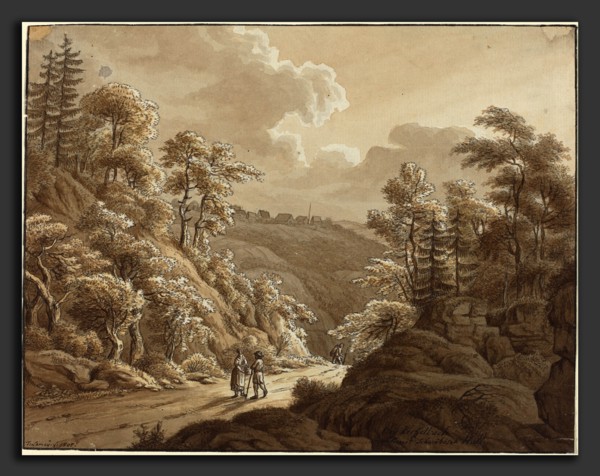 T. Lamey (German, active 1805), Road through the Woods near Kresselbach, 1805, pen and black ink