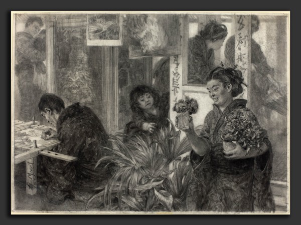 Adolph Menzel (German, 1815 - 1905), Japanese Artist at Work, 1886, graphite on paperboard