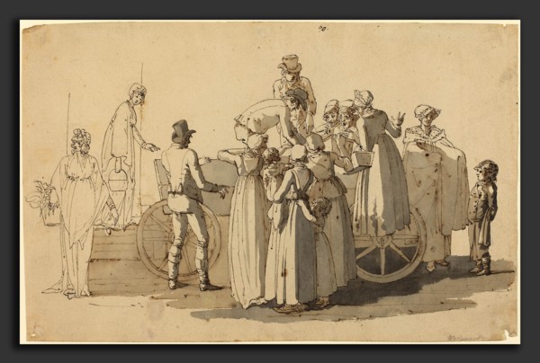 Anton Wachsmann (German, c. 1765 - c. 1836), Market Scene, c. 1800, pen and black ink with gray
