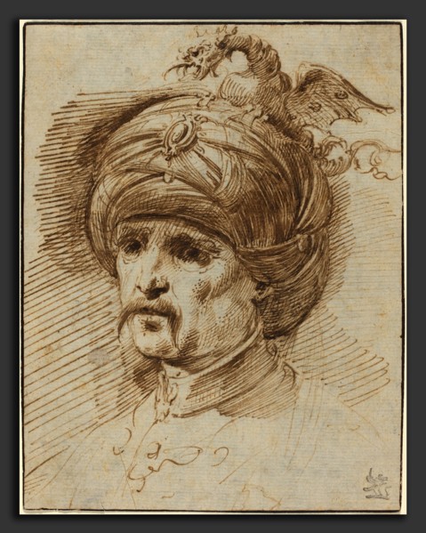 Christian Wilhelm Ernst Dietrich (German, 1712 - 1774), Oriental in a Fantastic Headdress,