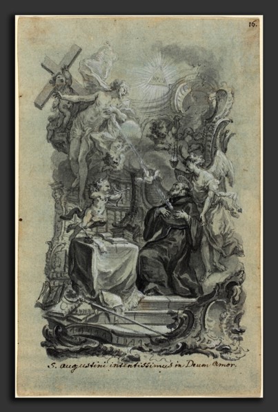 Joseph Christ (German, 1732 - 1788), Saint Augustine's Zealous Love of God, pen and gray ink with