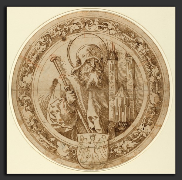 Sebald Beham (German, 1500 - 1550), Saint Sebald Carrying the Model of His Church in Nuremberg, c.