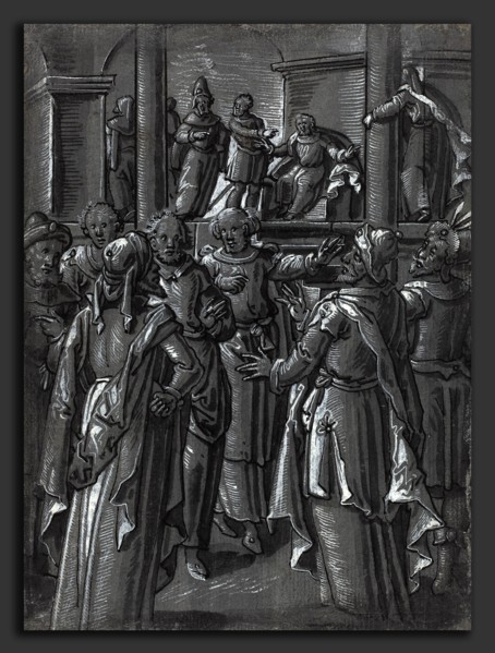 German 16th Century, The High Priest before Pilate, c. 1600, pen and brush and black ink with gray