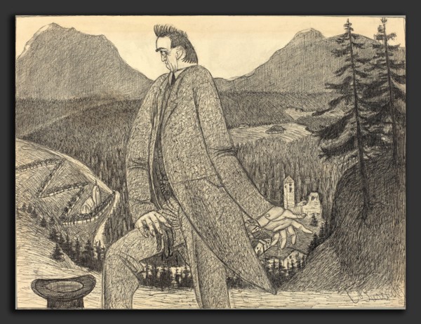Ernst Barlach, Man of Heights, German, 1870 - 1938, 1906, pen and black ink over graphite