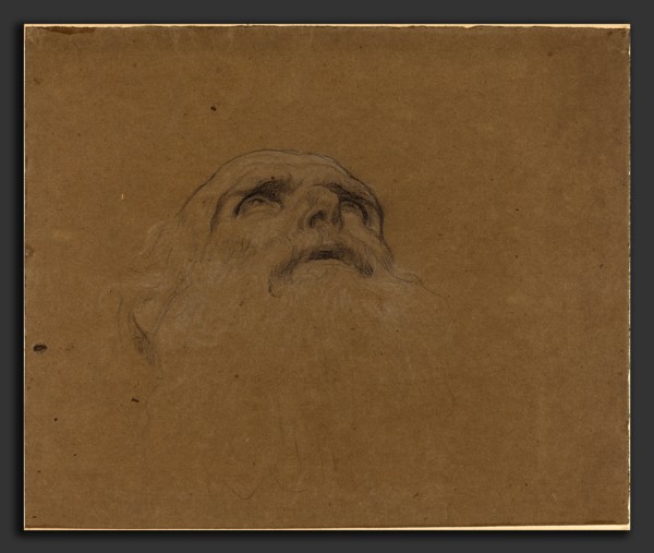 Attributed to Alphonse Legros, Head of an Old Man, French, 1837 - 1911, black chalk, heightened