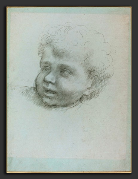 Alphonse Legros, Head of a Child, French, 1837 - 1911, metalpoint on gray bristol board