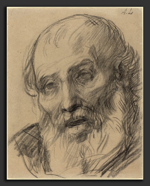 Alphonse Legros, Head of an Old Man, French, 1837 - 1911, black chalk