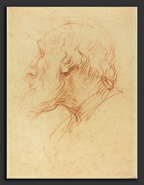 Alphonse Legros, Study of a Beggar, French, 1837 - 1911, red chalk on laid paper