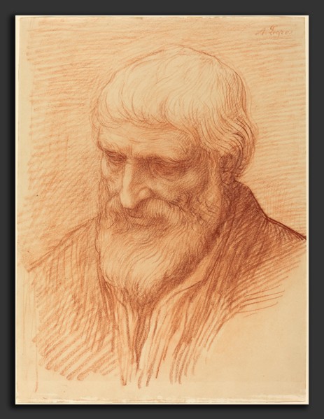 Alphonse Legros, Study of a Philosopher, French, 1837 - 1911, red chalk