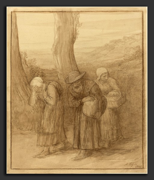 Alphonse Legros, The Departure, French, 1837 - 1911, 1905, pen and brown ink with brown wash over