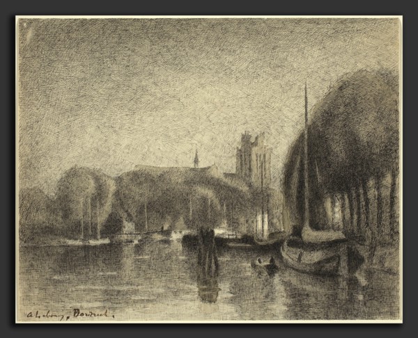 Albert Lebourg, Harbor in Dordrecht, French, 1849 - 1928, 1895-1897, pen and black ink with gray