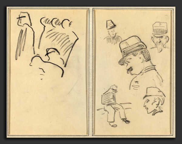 Paul Gauguin (French, 1848 - 1903), Soldiers; Four Soldiers and a Seated Figure, 1884-1888, crayon
