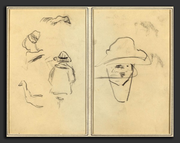 Paul Gauguin (French, 1848 - 1903), Two Breton Figures and Studies of Two Geese; Man Wearing Hat,