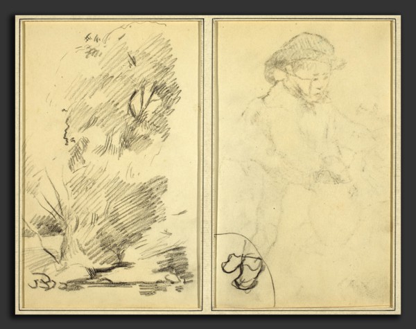 Paul Gauguin (French, 1848 - 1903), Trees; Sketch of Breton Boy, 1884-1888, crayon on wove paper