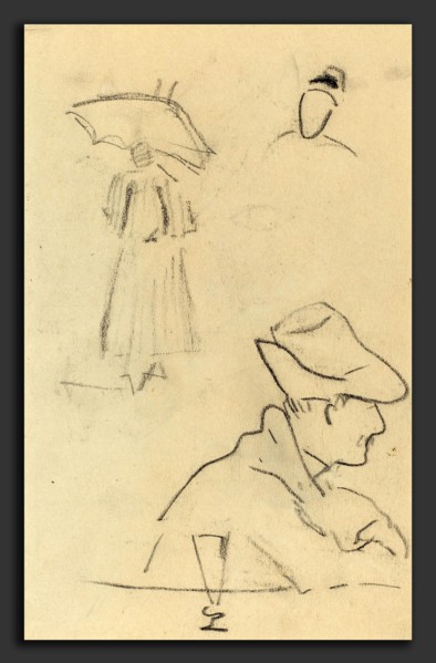Paul Gauguin (French, 1848 - 1903), A Person Holding an Umbrella and a Seated Man with a Hat and a