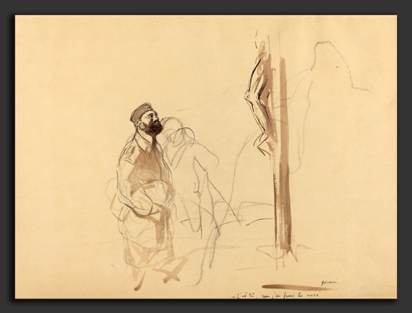 Jean-Louis Forain, C'est la, que j'ai fini le cure, French, 1852 - 1931, c. 1914-1919, pen and
