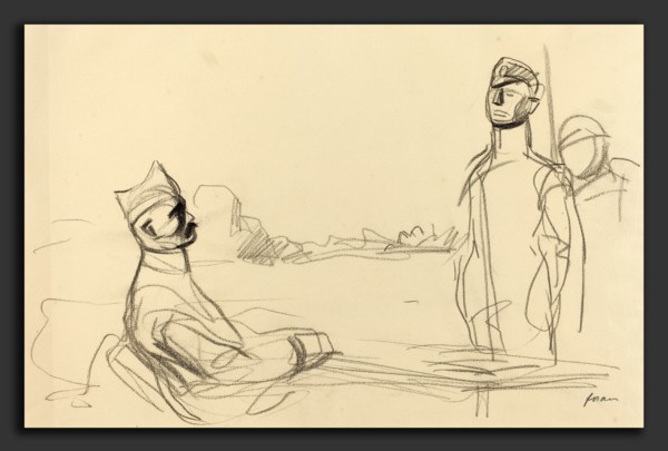 Jean-Louis Forain, Toward Justice, French, 1852 - 1931, c. 1914-1919, black crayon on laid paper