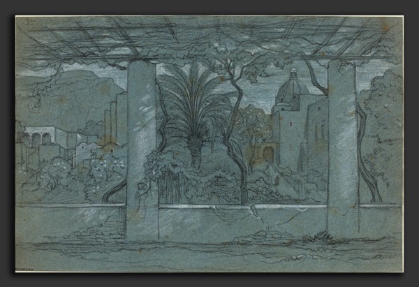 FranÃ§ois-Ãâdouard Bertin (French, 1797 - 1871), A Terrace and Garden on Capri [recto], c. 1822 or