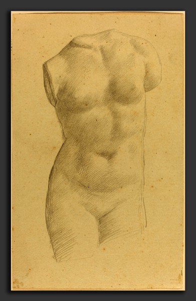 Alphonse Legros, Torso, French, 1837 - 1911, graphite on laid paper