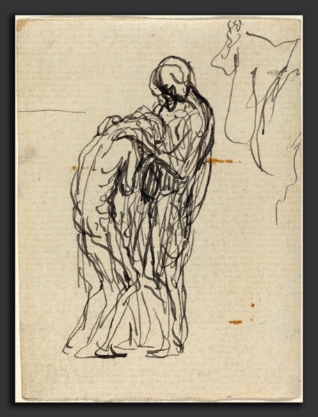 Honoré Daumier (French, 1808 - 1879), The Prodigal Son, pen and black ink with wash on laid paper