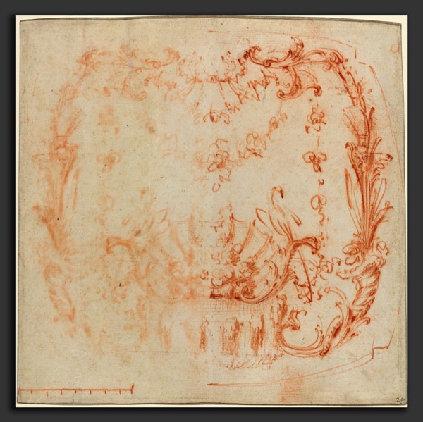 Jean-Baptiste Joseph Pater (French, 1695 - 1736), Rococo Wall Design with a Fountain and Swans, c.