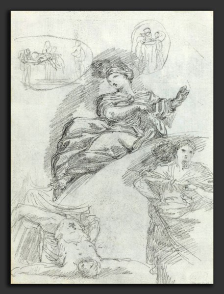 Anicet-Charles-Gabriel Lemonnier (French, 1743 - 1824), Studies of Figures, black chalk on laid